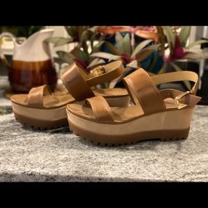 MK Platform Leather Sandals